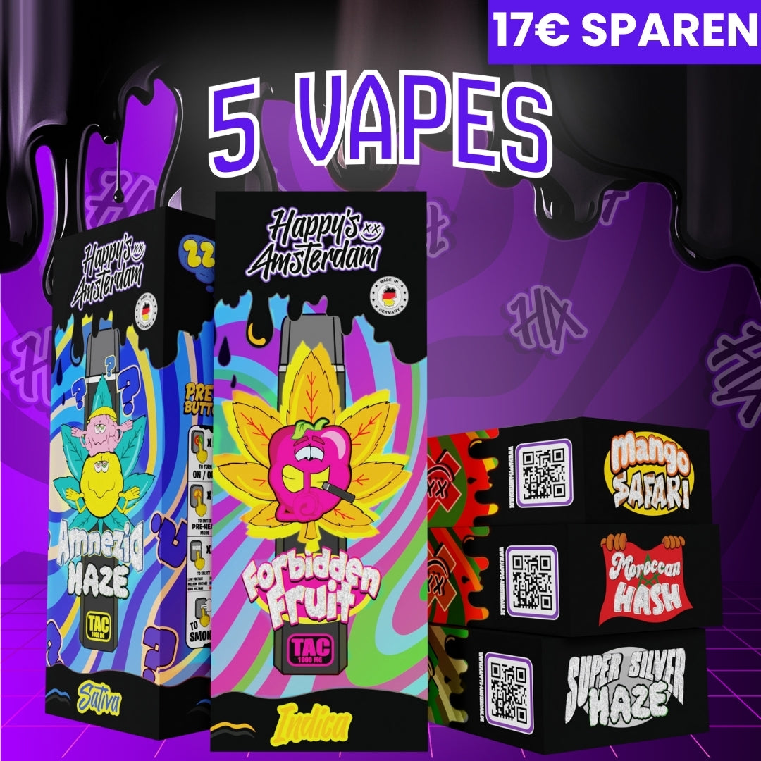 5-pack Happy's TAC Vape – THC- and nicotine-free ✨ – Happys Amsterdam